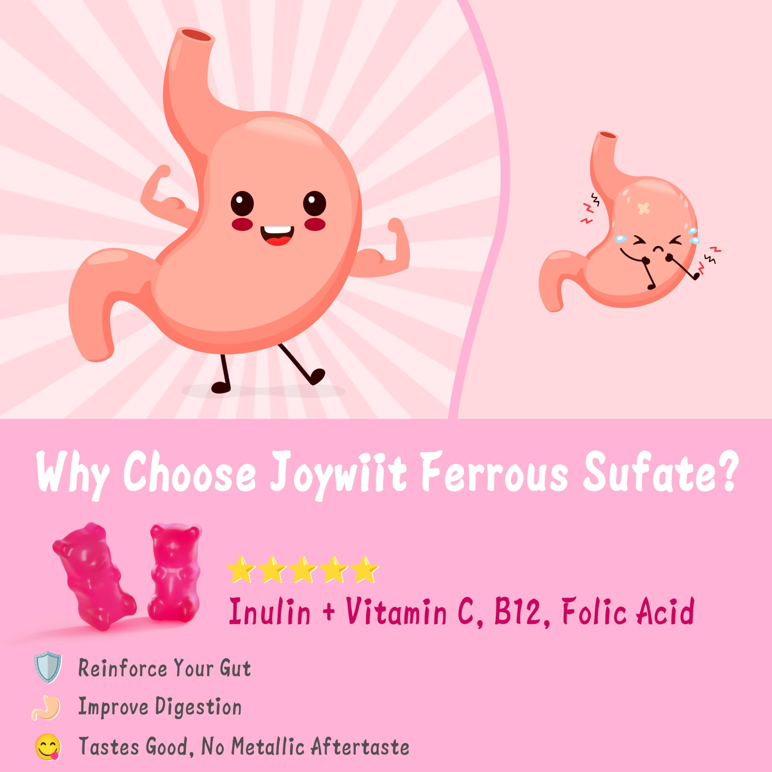 Joywiit Iron Gummies on-the-go pack suggests convenient daily use.