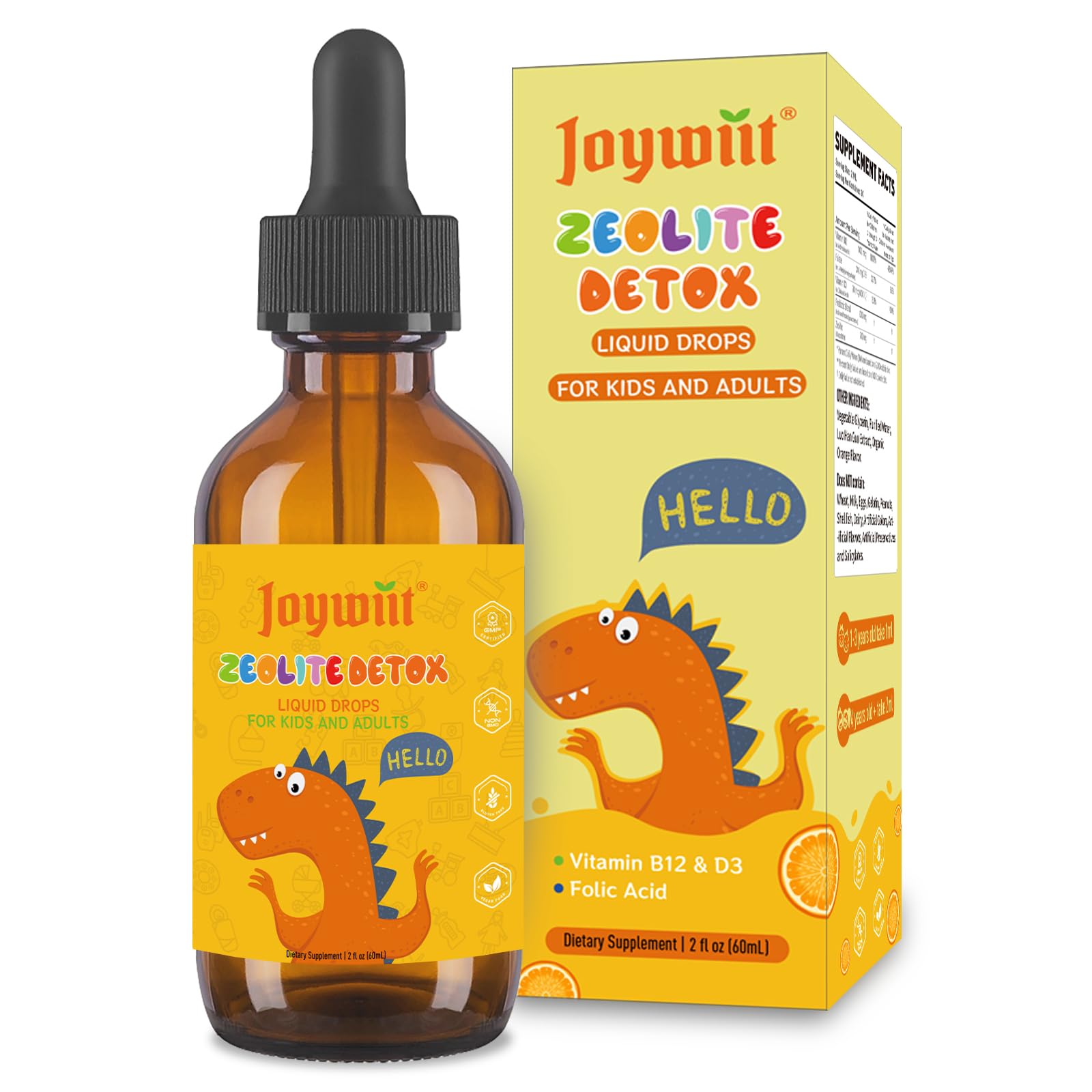 Joywiit Zeolite Detox for Kids orange bottle pour supports a simple daily routine.