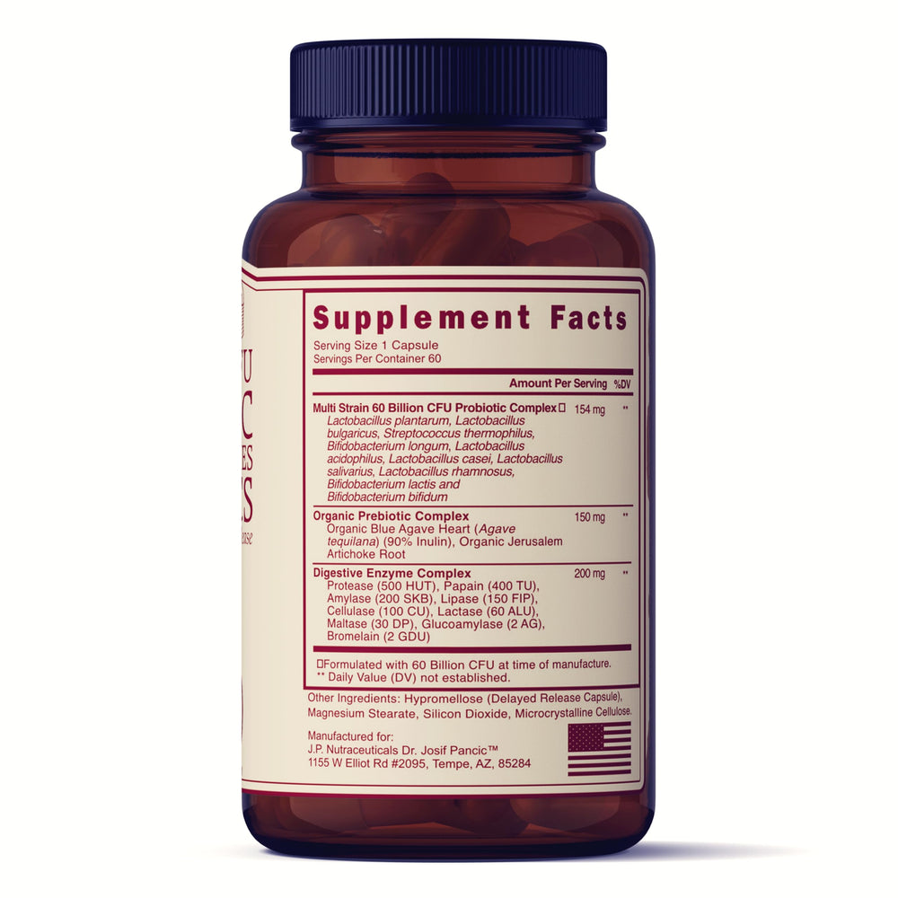 J.P. Nutraceuticals Dr. Josif Pancic digestive enzymes aid nutrient absorption.