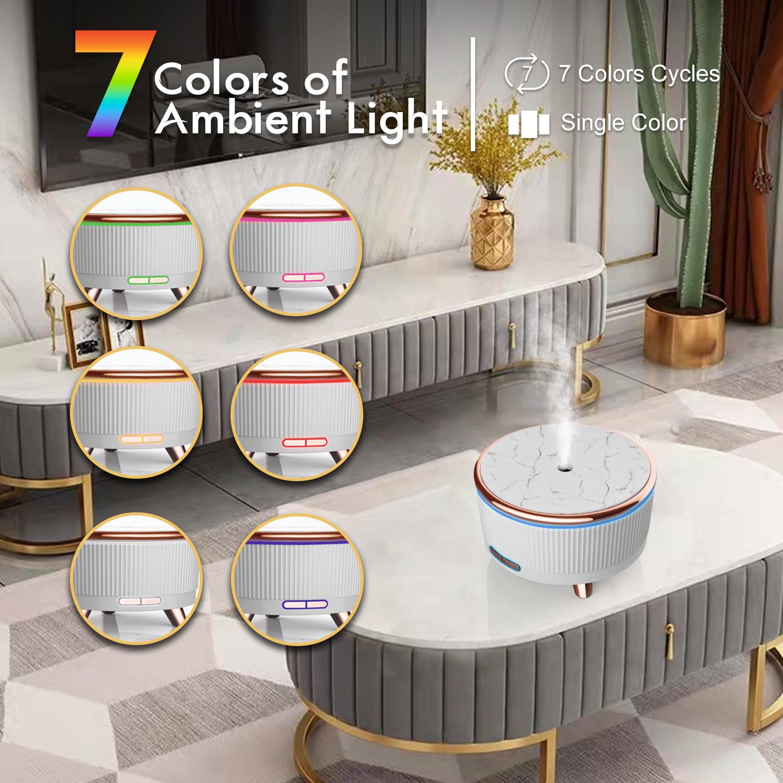 JPORD diffuser showing seven color lights creating ambient atmosphere