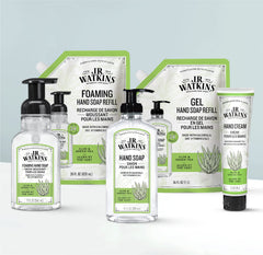 Close-up label shows cruelty-free and USA-made attributes on J.R. Watkins soap.
