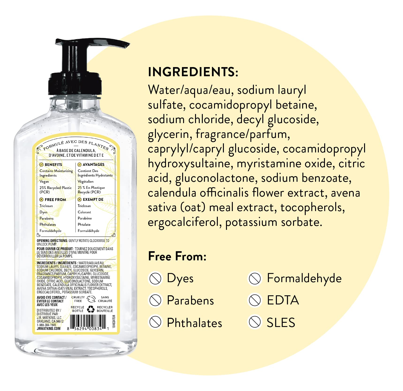 Family-friendly JR Watkins Lemon Hand Soap near kitchen and bath areas.