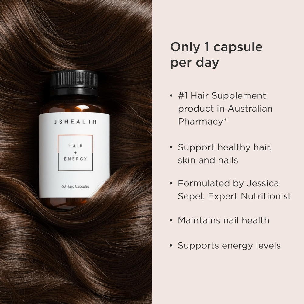 JSHealth Hair Formula in hand demonstrates portable daily support for busy lifestyles