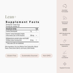 JSHealth Lean+ scoop displays micronized creatine monohydrate in powder form.
