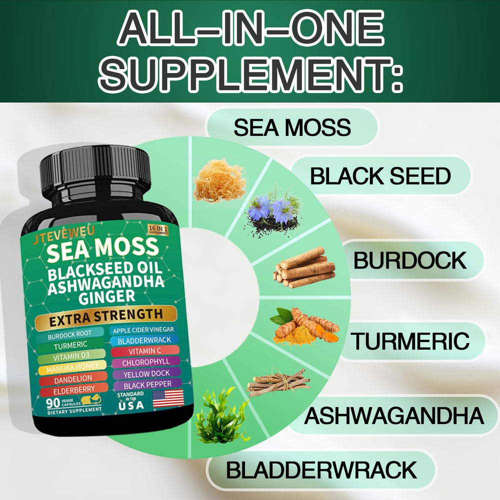 JTEVEweu Ashwagandha Ginger capsules for balanced energy and mood.