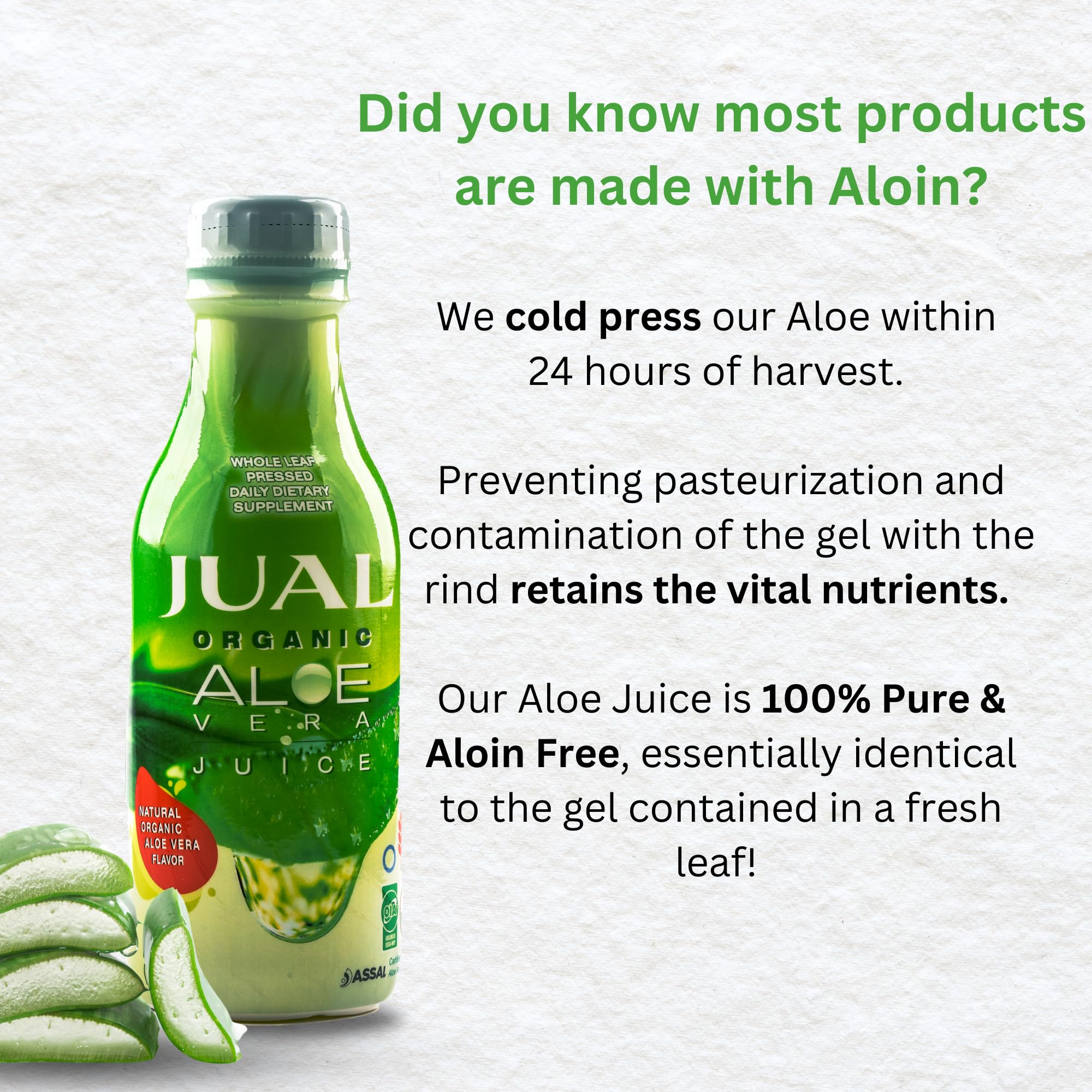 JUAL Aloe Vera Juice on kitchen shelf emphasizing vegan hydration.