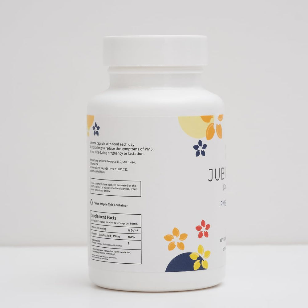 Jubilance PMS Support packaging new look communicates a clean cycle companion.