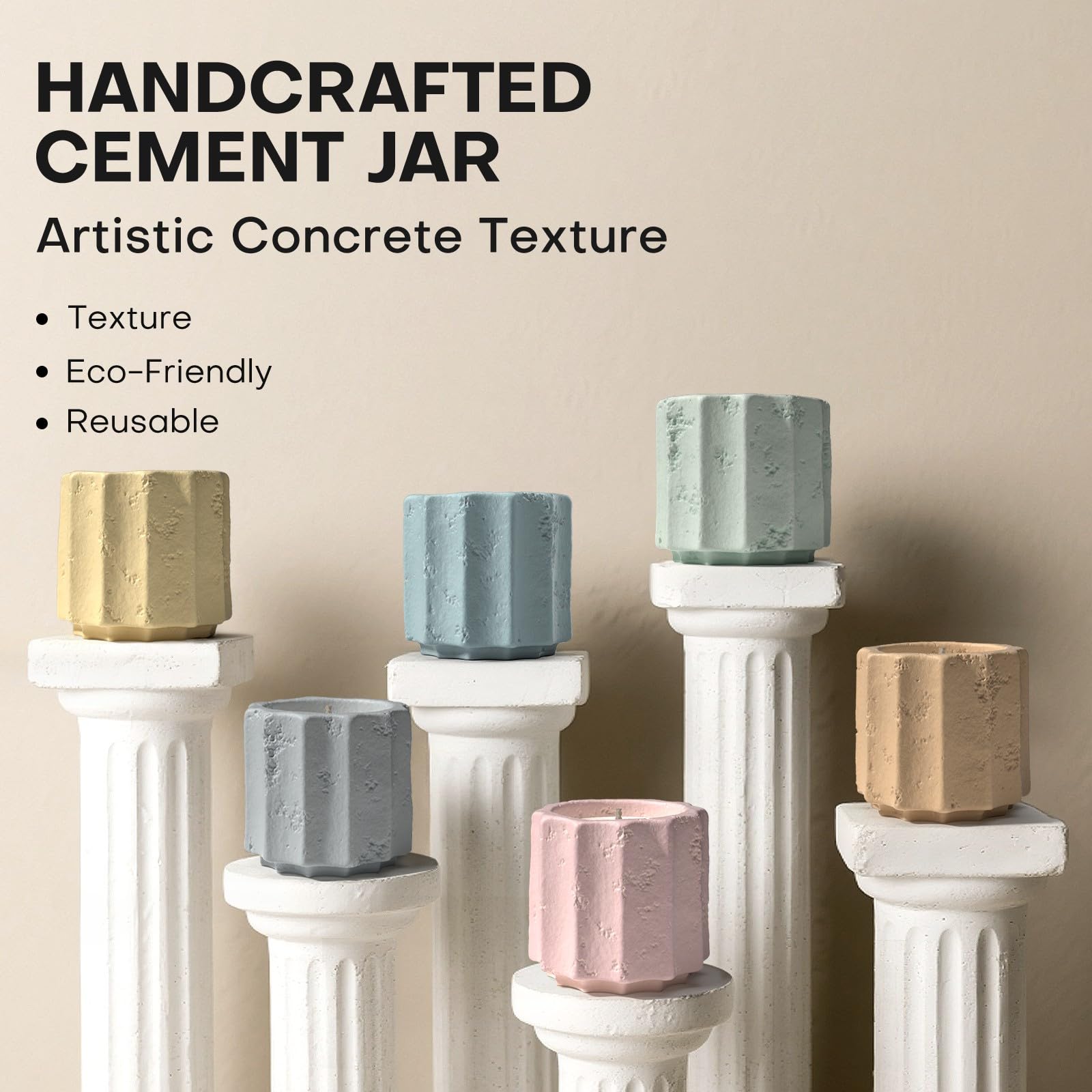 Close-up of cement jar texture highlighting modern craftsmanship.