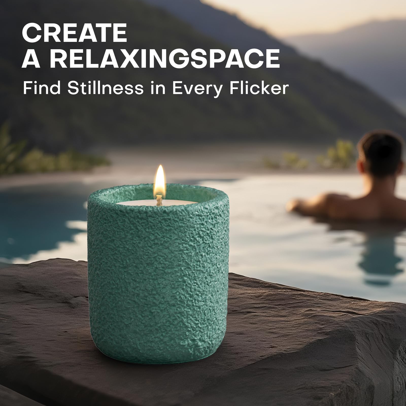JueOne cement jar candle’s heat-resistant jar aids safe, long-lasting use.