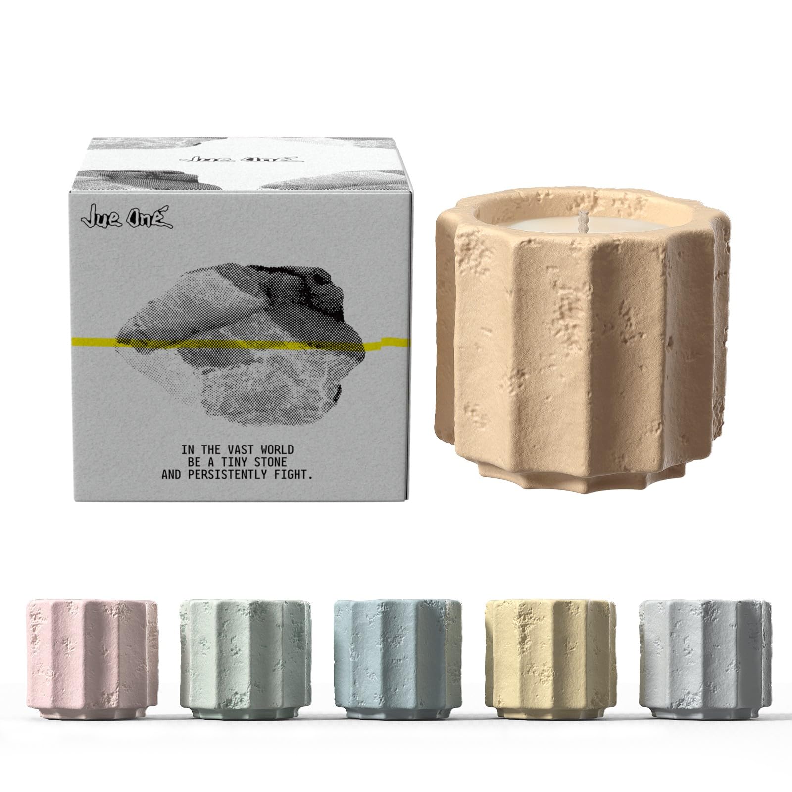 JueOne set in cement jars enhances refined home décor ambiance.