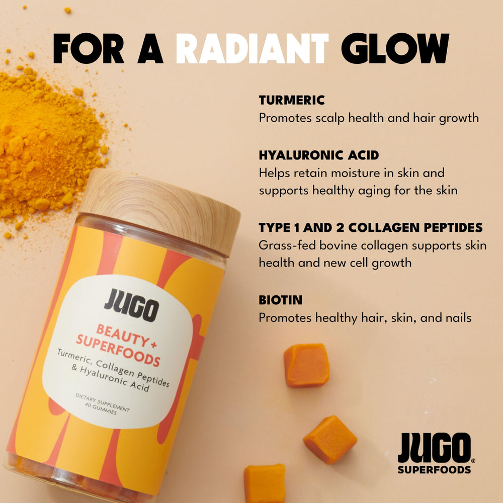 JUGO gummies on table close-up highlight citrus flavor and daily self-care.