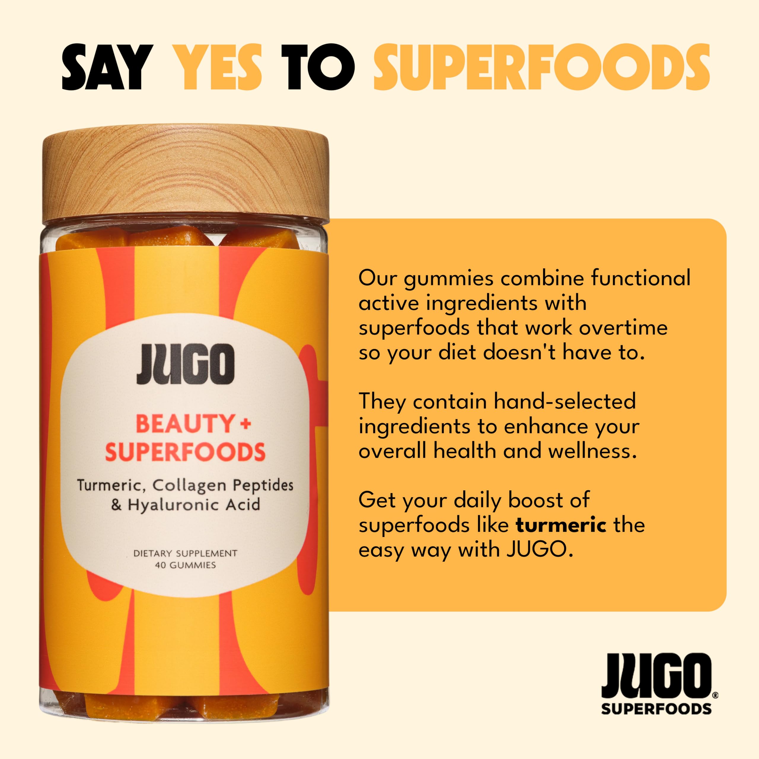 JUGO gummies being poured as part of a simple daily routine.