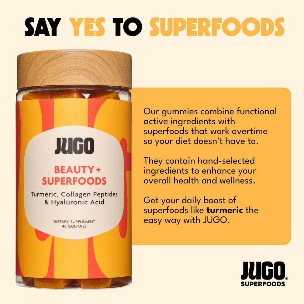 JUGO gummies being poured as part of a simple daily routine.