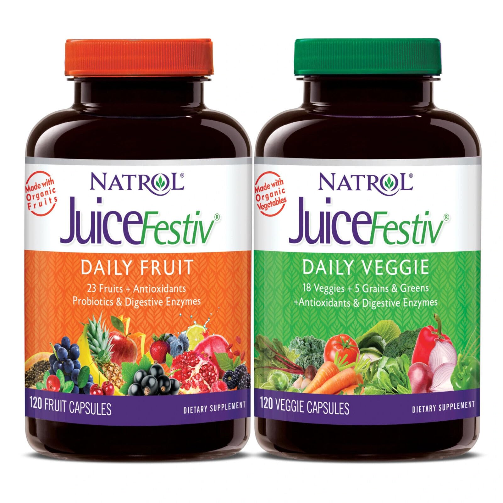 Juice Festiv capsules bottle for easy daily nutrition.