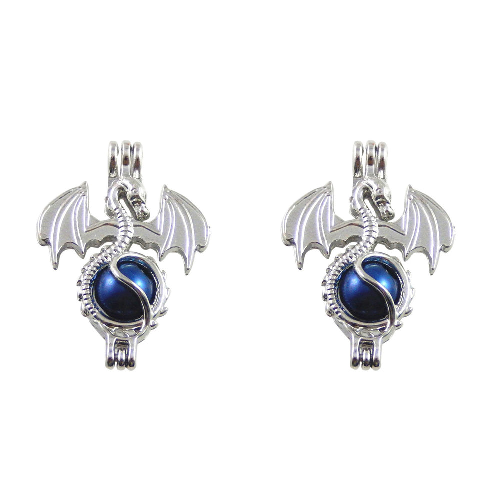 Julie Wang small silver dragon locket for bead cages, convenient necklace jewelry making.