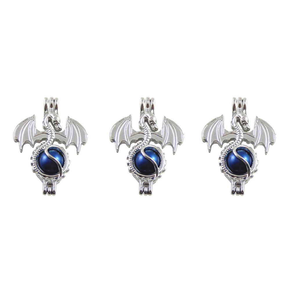 Julie Wang aromatherapy diffuser pendant dragon charm in silver finish, easy to customize with beads.