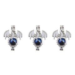 Julie Wang aromatherapy diffuser pendant dragon charm in silver finish, easy to customize with beads.