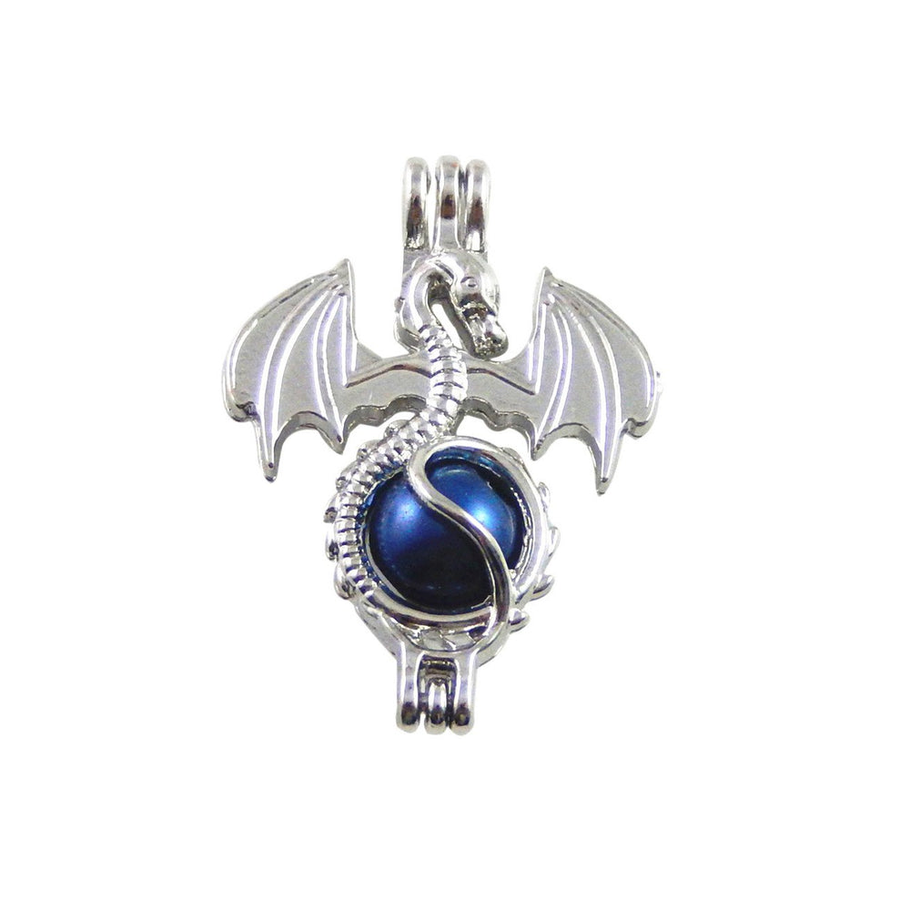Julie Wang dragon locket charm in silver for aroma diffuser pendants, ideal for on-the-go aromatherapy.