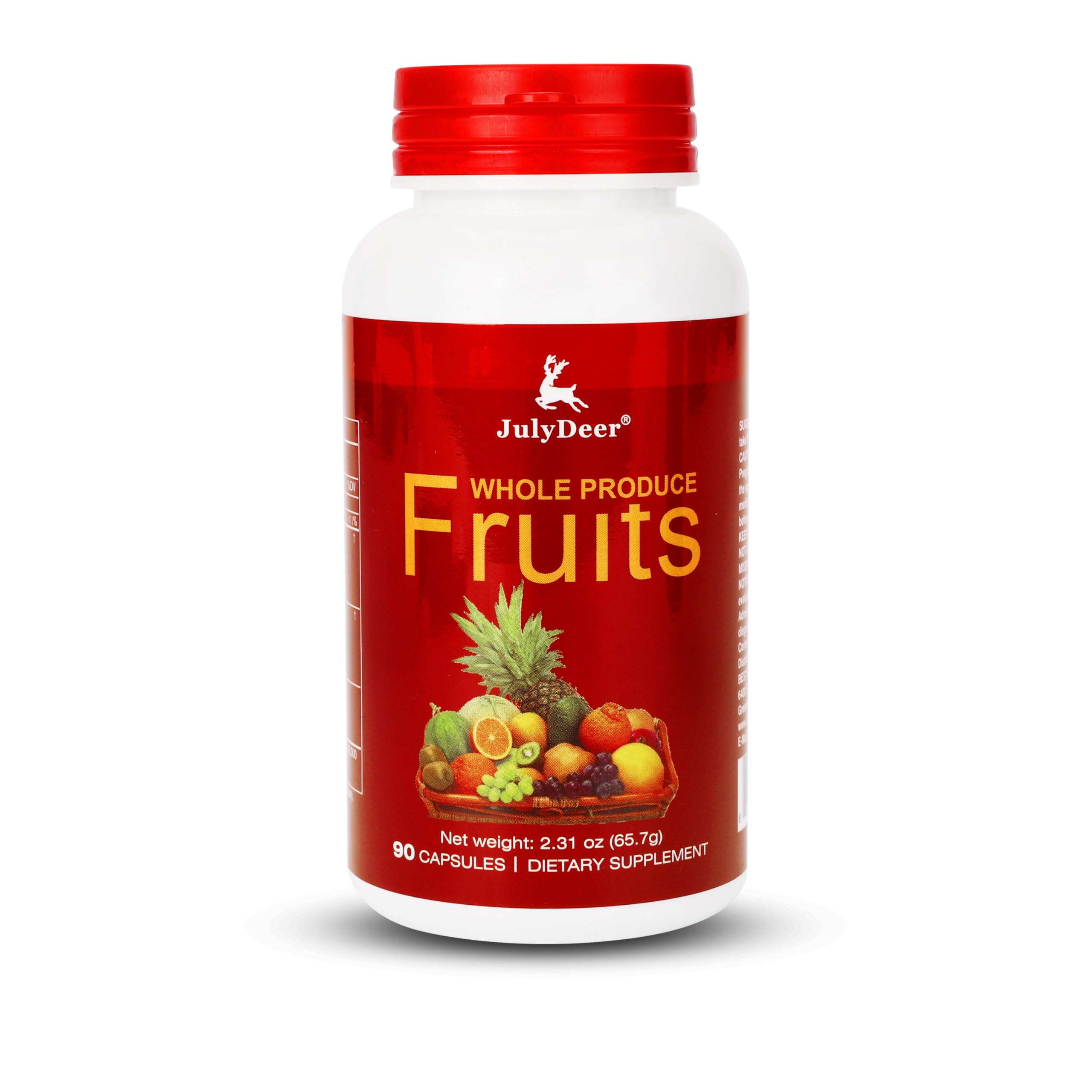 JulyDeer fruit supplement bottle with 90 vegetarian capsules for daily wellness