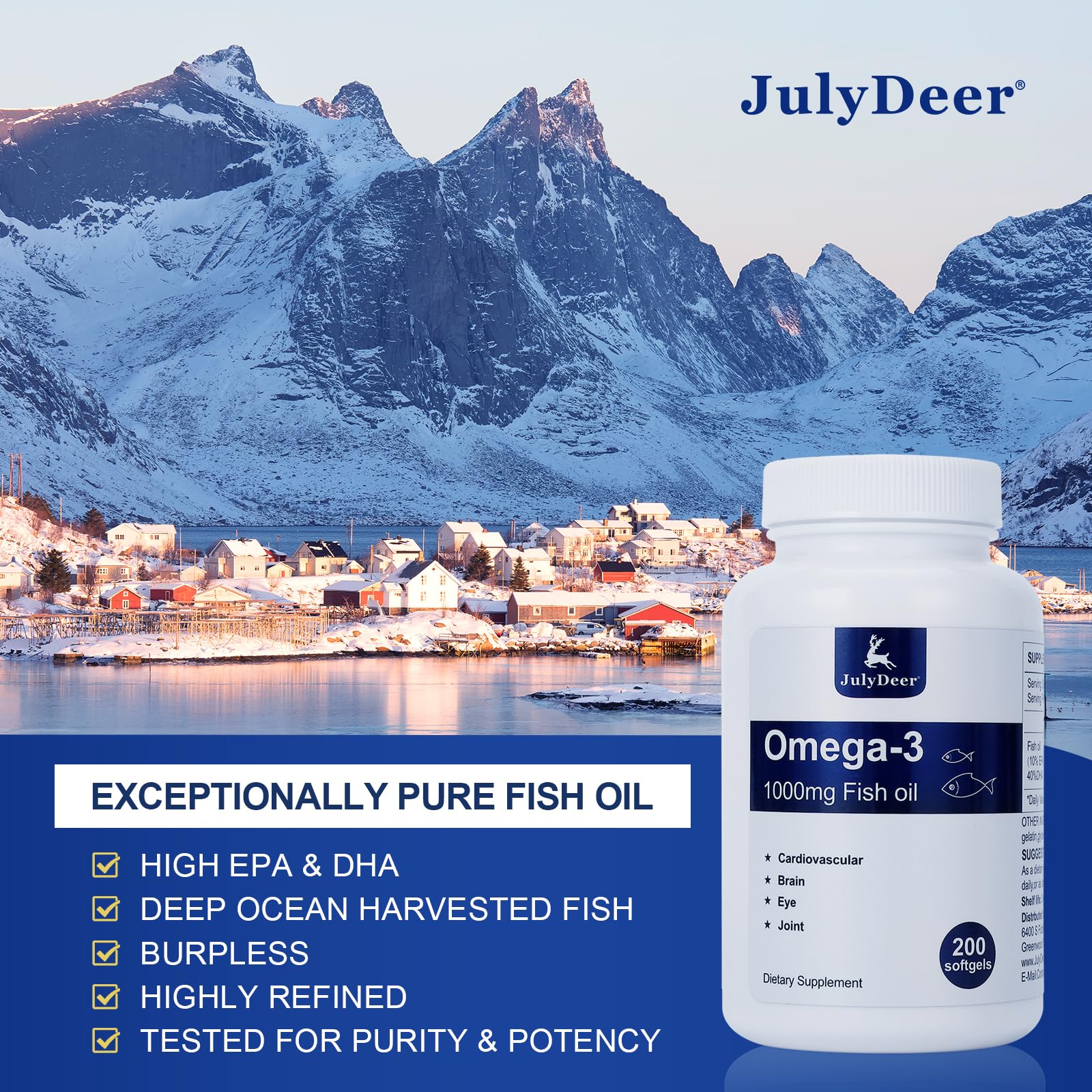 JulyDeer mercury-free purity seal signals safe, high-quality fish oil.
