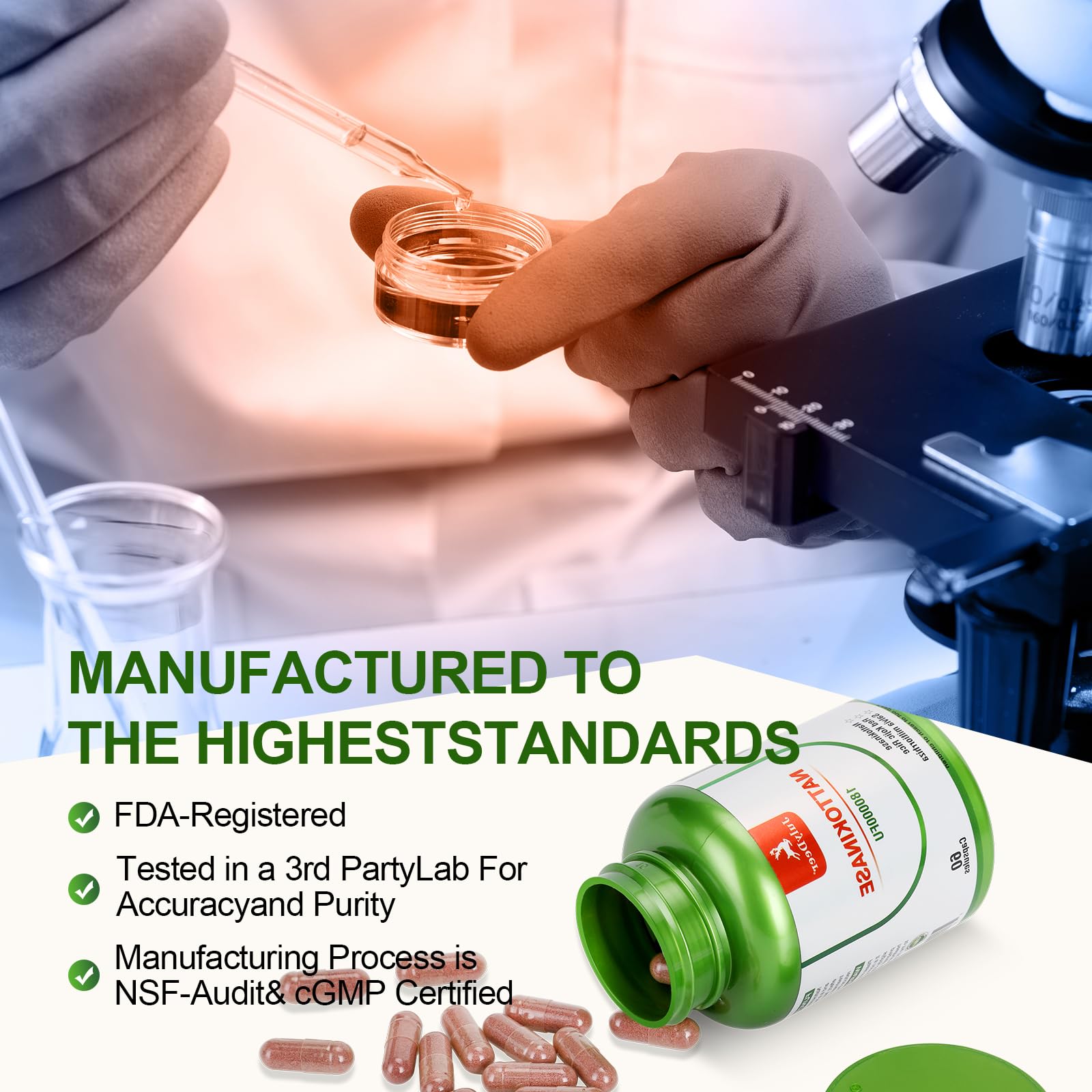 JulyDeer nattokinase bottle featuring Salvia miltiorrhiza extract icon.