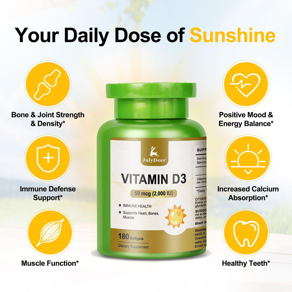 JulyDeer Vitamin D3 bottle cap demonstrates secure packaging for on-the-go use.