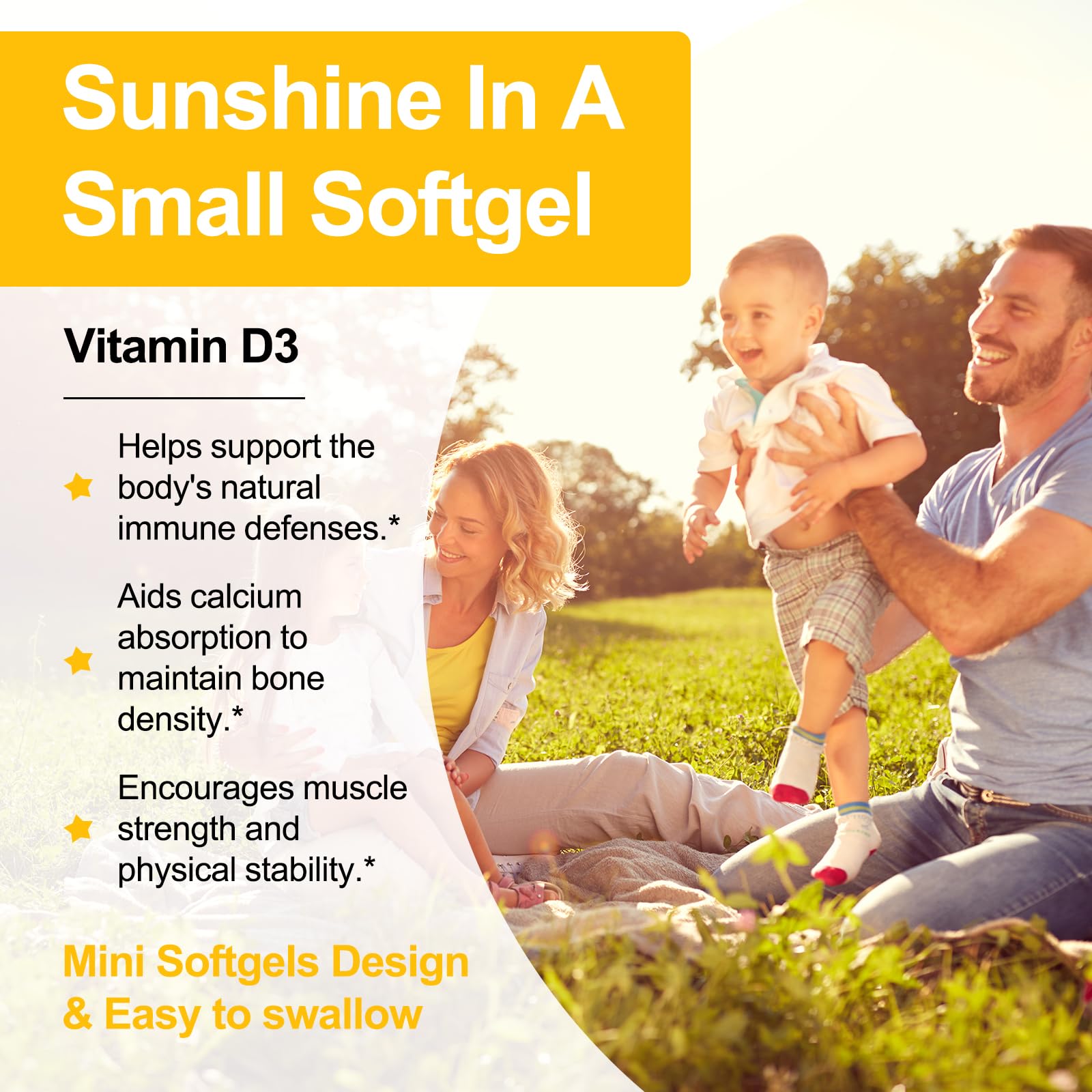JulyDeer Vitamin D3 bottle front view showcases a compact daily health companion.