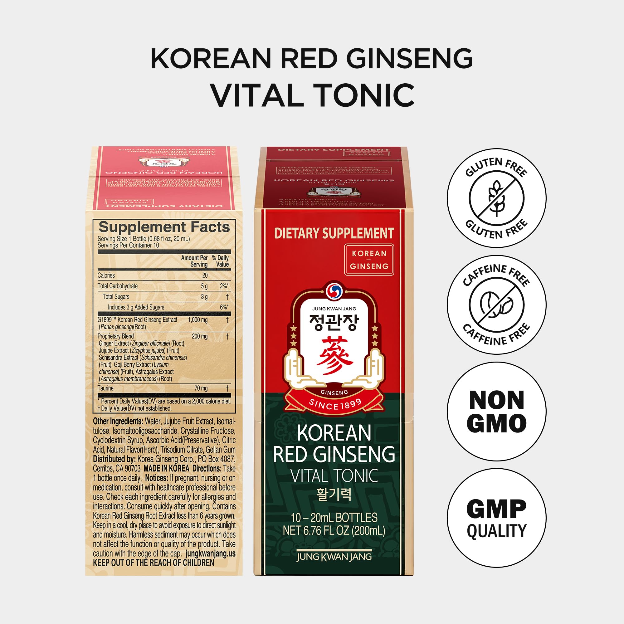 JungKwanJang Vital Tonic morning ritual setup with shot bottle