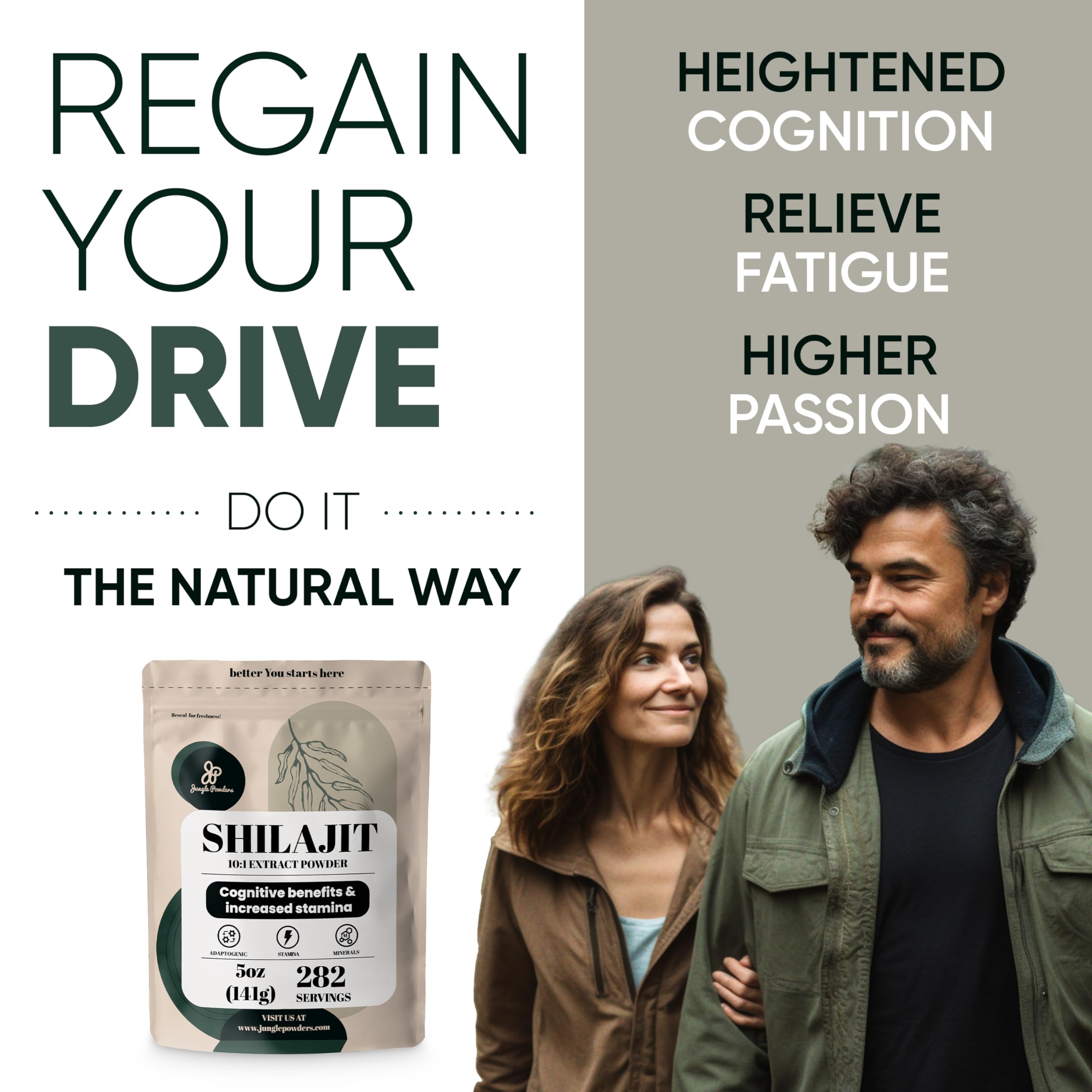 Fulvic acid minerals in Jungle Powders Shilajit powder close-up.