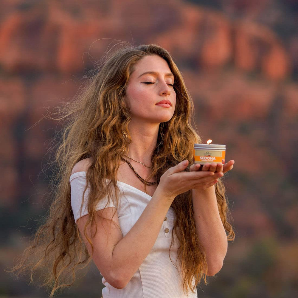 JuniperMist Sedona Smudge Candle cedar blend supports grounding during meditation.