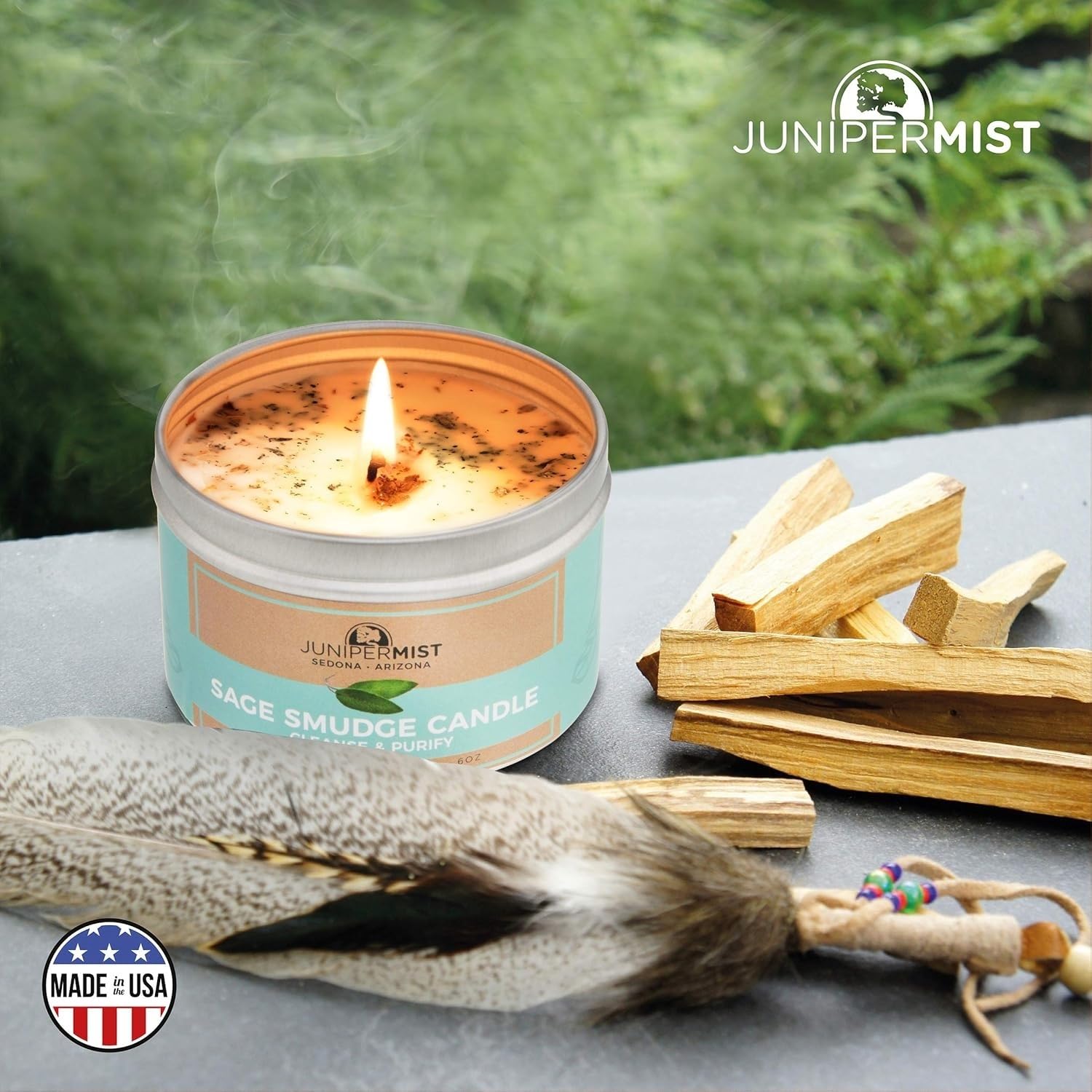 JuniperMist Travel-friendly sage candle for on-the-go cleansing