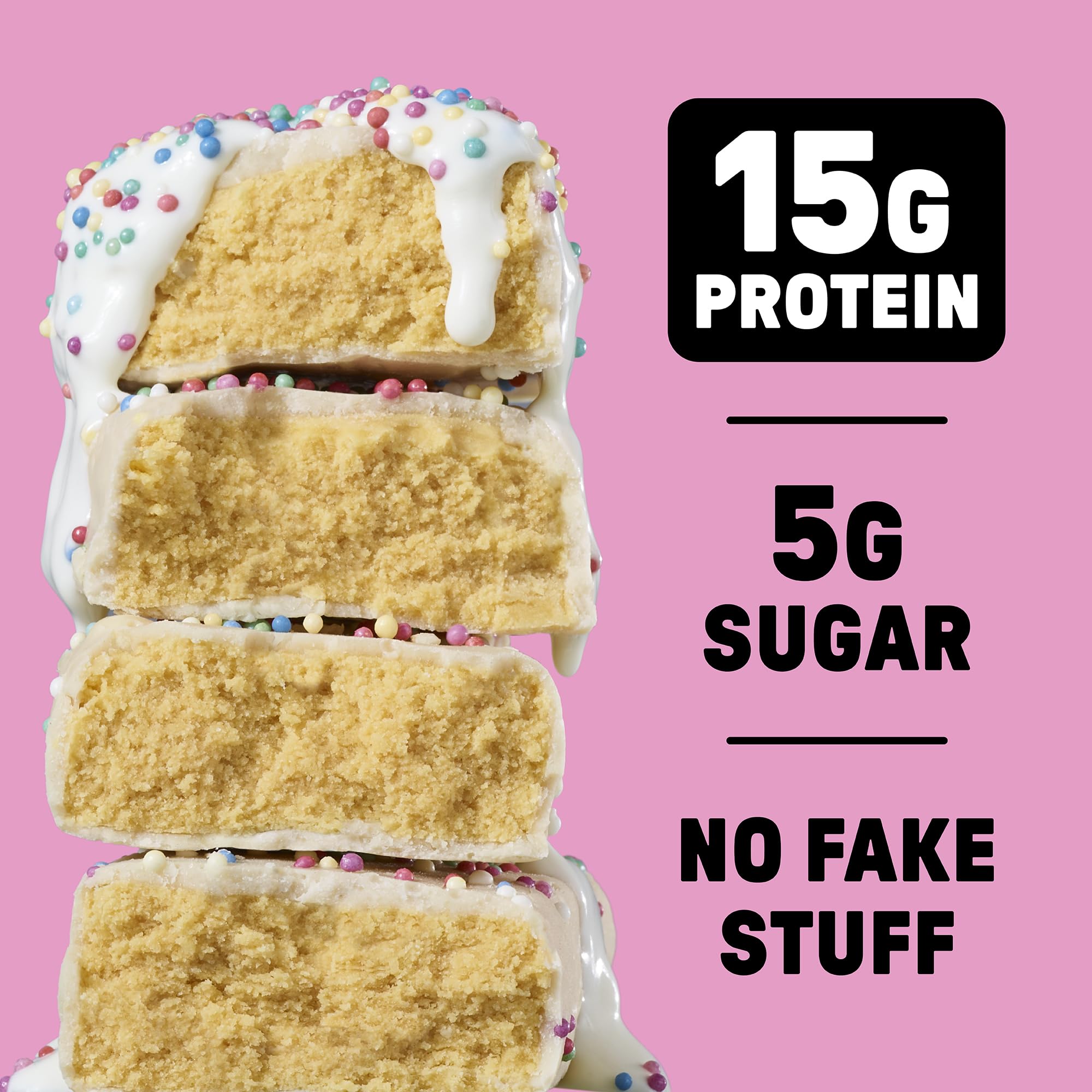 JUNKLESS Birthday Cake bar breakfast idea; easy morning protein to start the day.