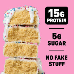 JUNKLESS Birthday Cake bar breakfast idea; easy morning protein to start the day.