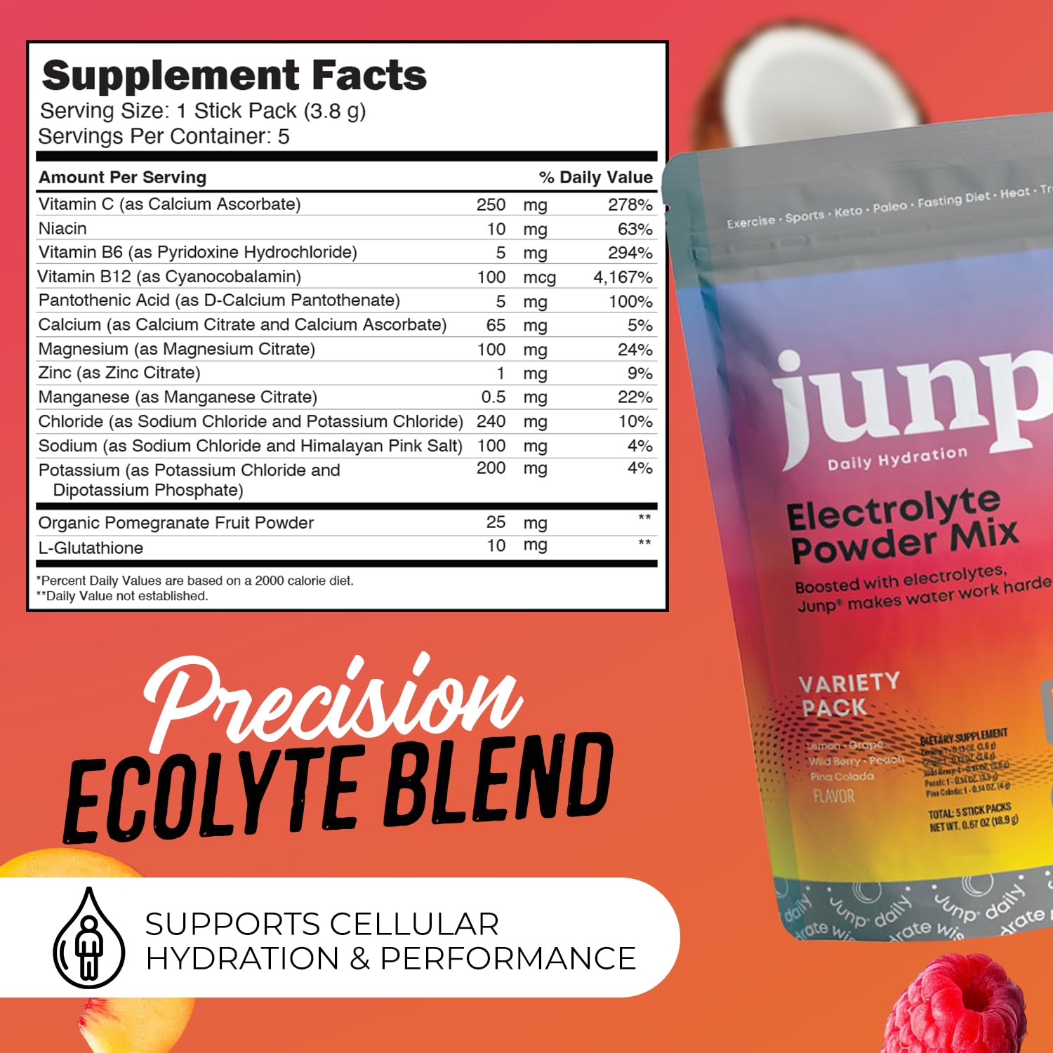 Athlete-friendly JUNP electrolyte sticks support hydration without fillers.