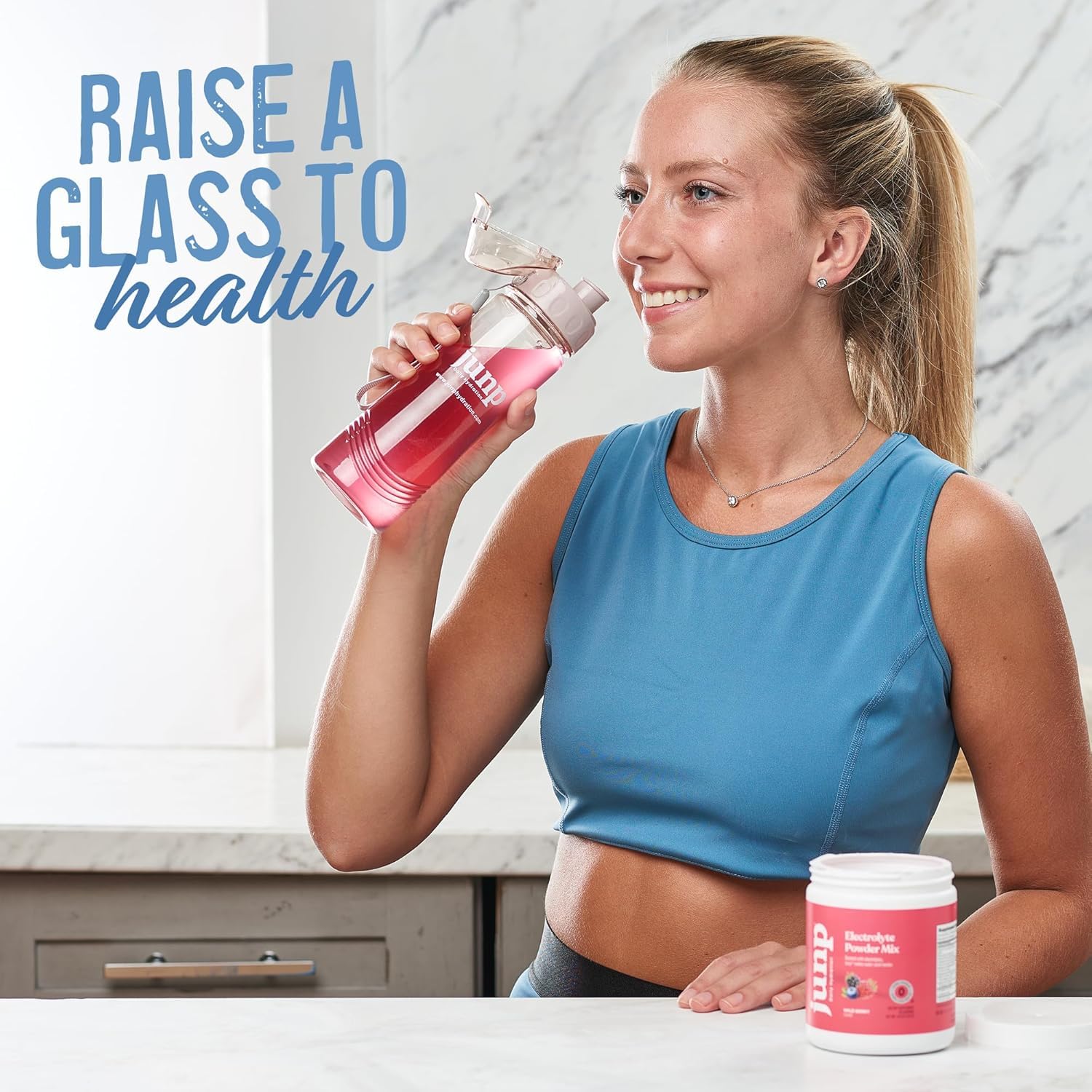 Vibrant JUNP berry lemonade drink ready for post-workout hydration
