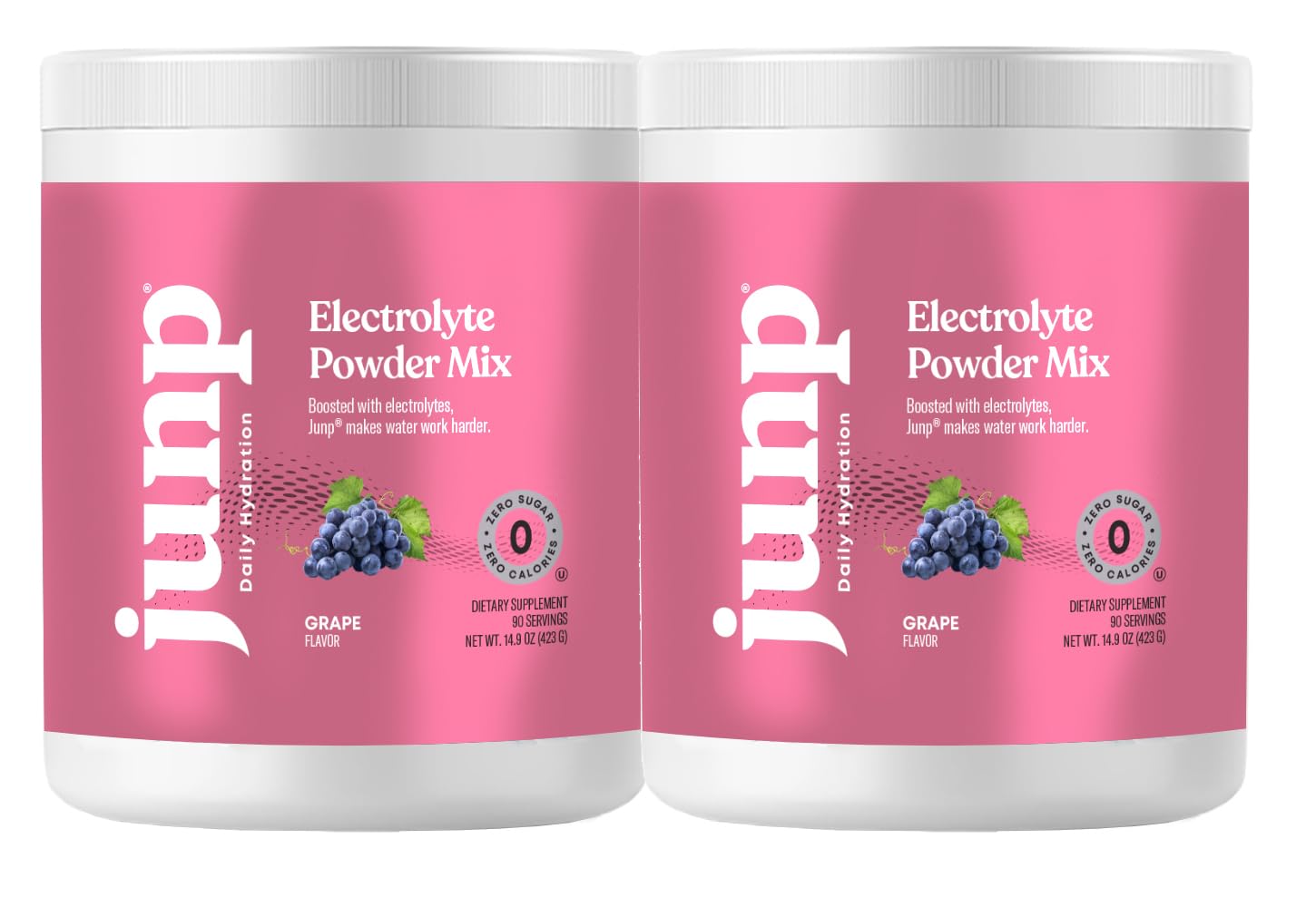 JUNP grape electrolyte powder with scoop for zero-calorie hydration