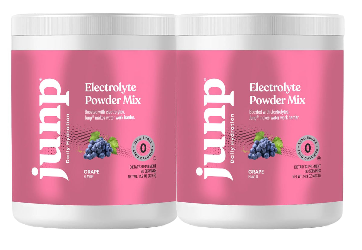 JUNP grape electrolyte powder with scoop for zero-calorie hydration