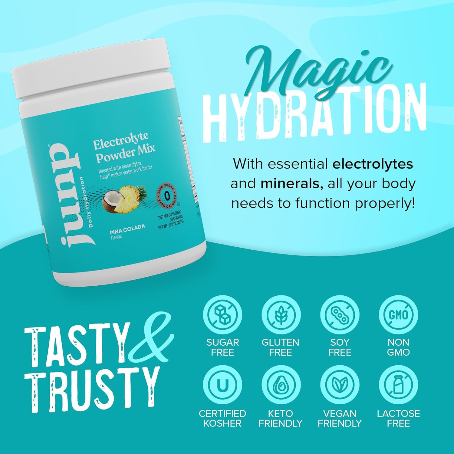 Kosher, vegan, non-GMO JUNP electrolytes for clean hydration
