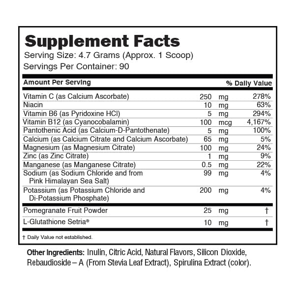 Image highlighting JUNP Berry Lemonade ingredients with minerals like sodium and potassium.