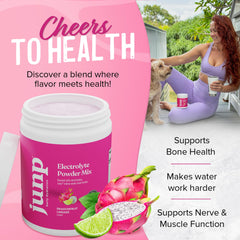 JUNP electrolytes powder dissolves quickly in water for easy hydration.