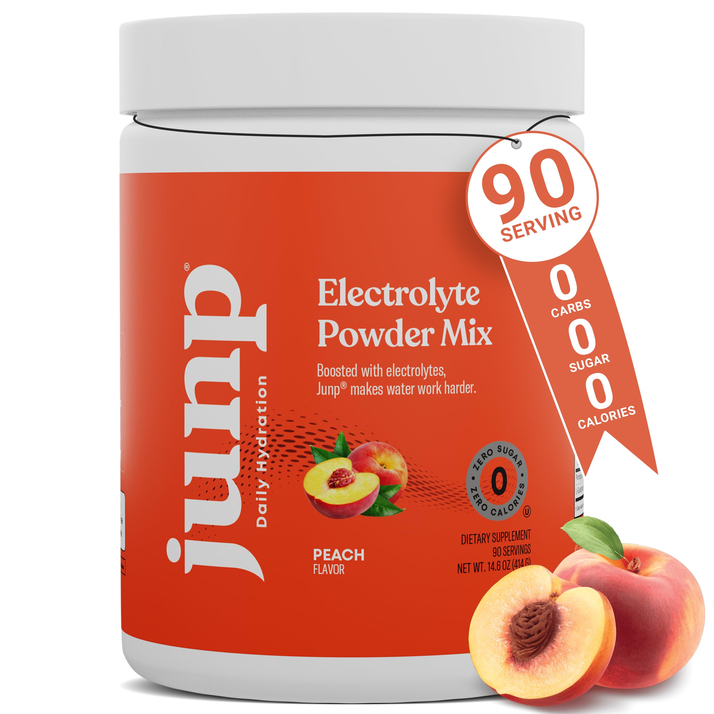 JUNP electrolytes powder bottle with scoop, sugar-free and keto-friendly hydration support.