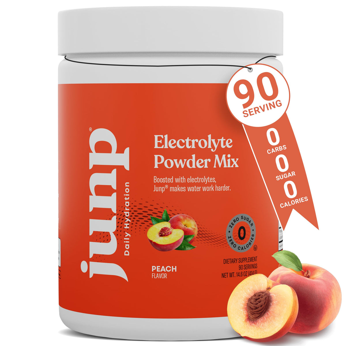 JUNP electrolytes powder bottle with scoop, sugar-free and keto-friendly hydration support.