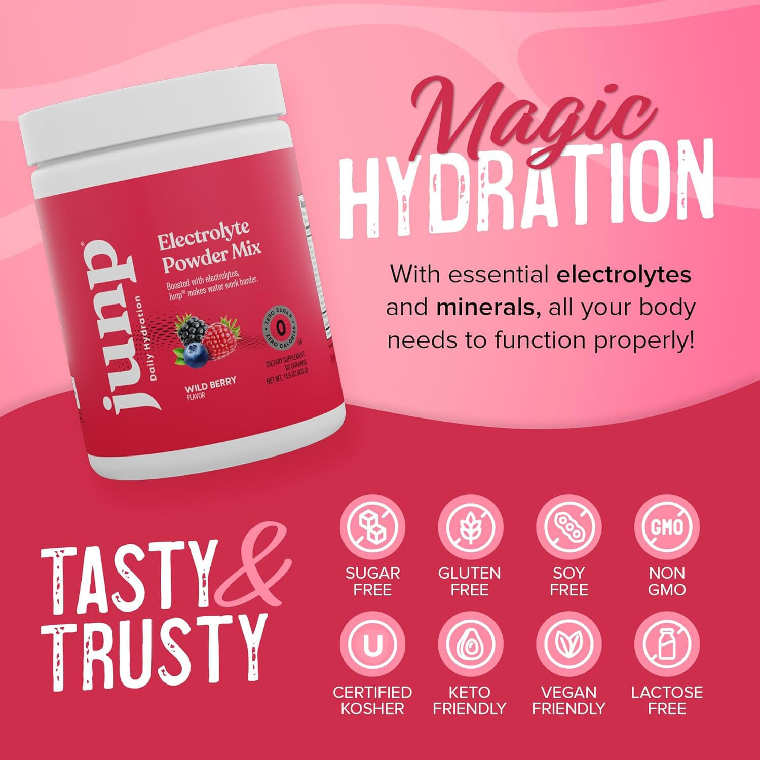 JUNP Wild Berry flavor, allergen-free and convenient