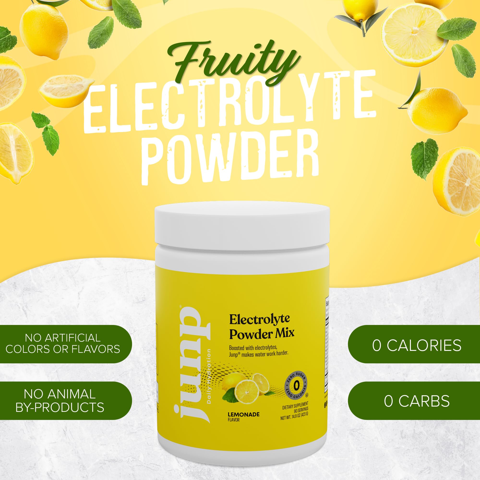 Glass of prepared JUNP lemonade electrolyte drink after workouts.