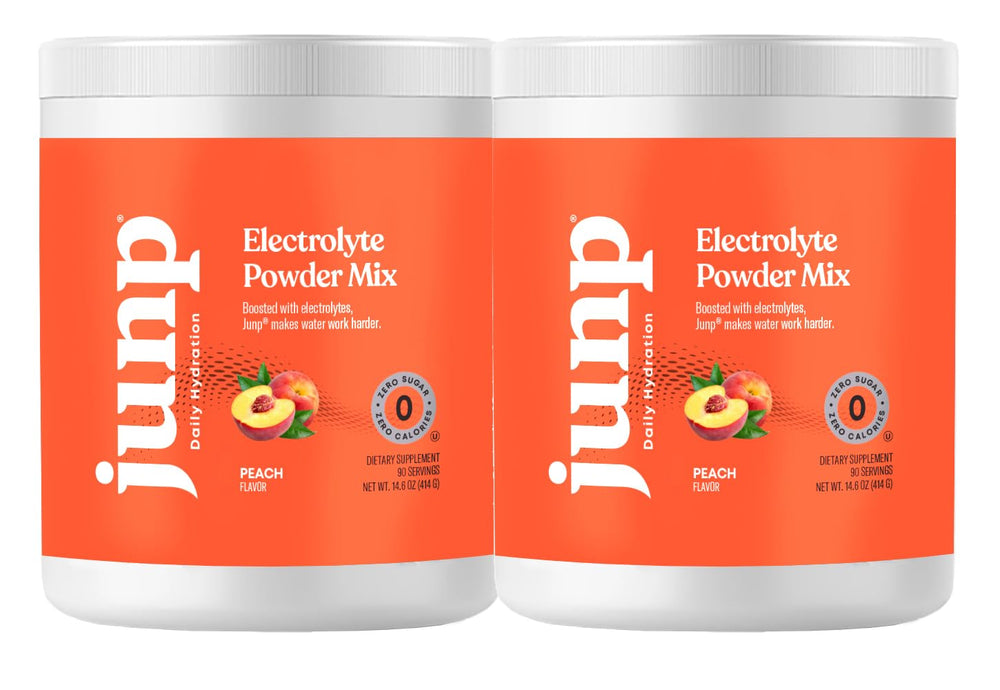 JUNP Orchard Fresh Peach electrolyte powder dissolving in water for hydration