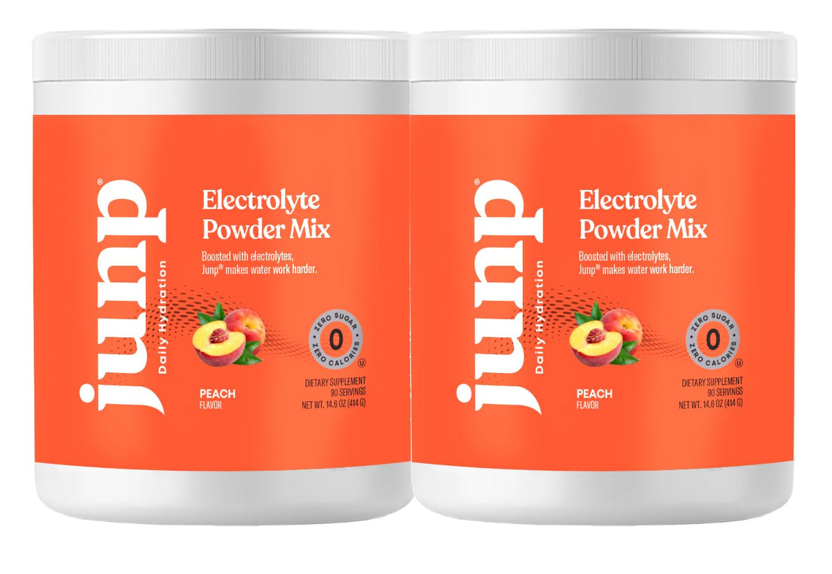 JUNP Orchard Fresh Peach electrolyte powder dissolving in water for hydration