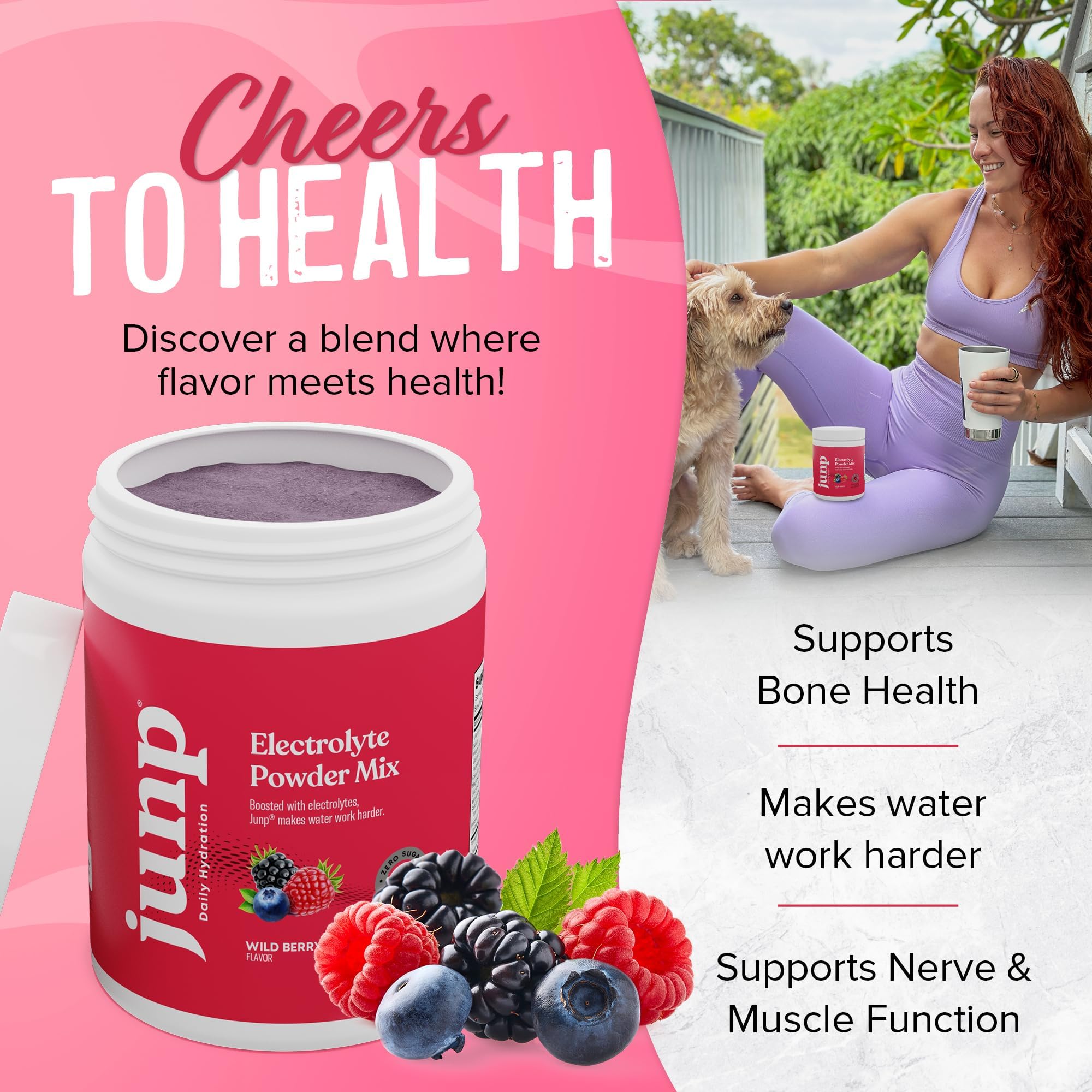 Glass of water with JUNP electrolytes for a flavorful hydration boost