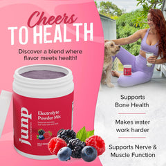 Glass of water with JUNP electrolytes for a flavorful hydration boost