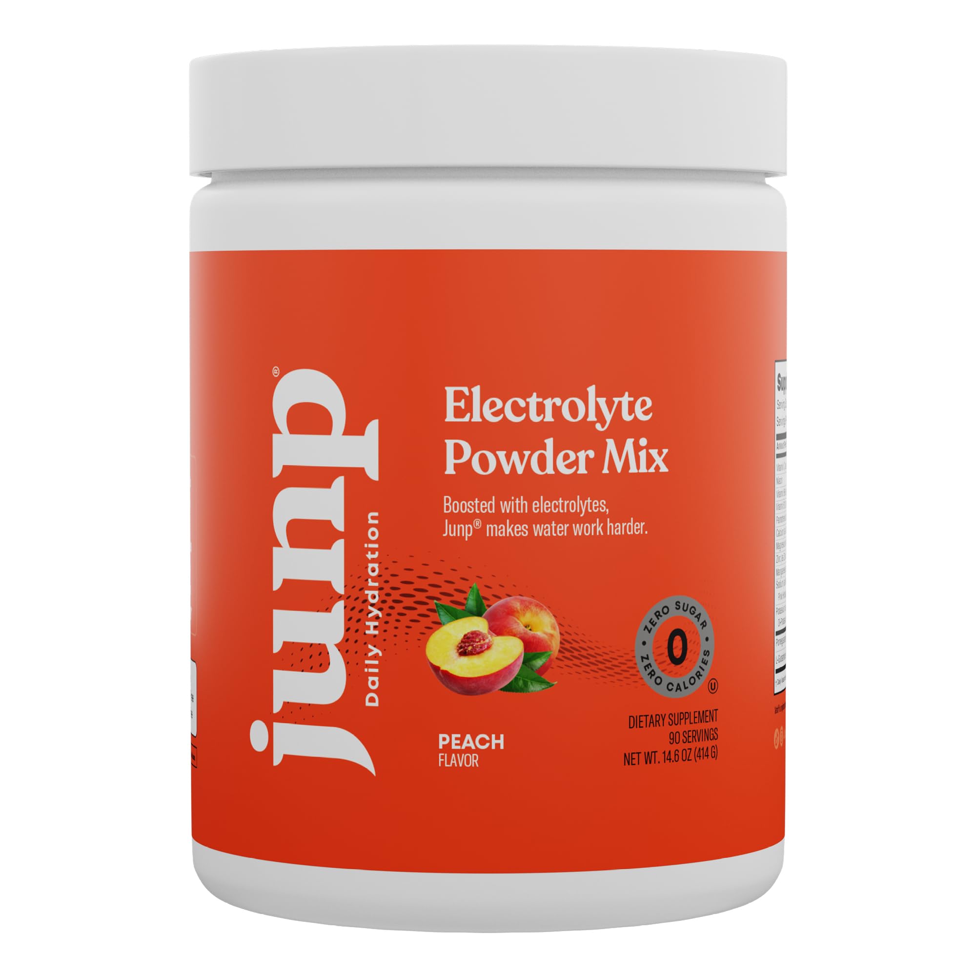 JUNP zero-calorie electrolyte powder dissolves cleanly in water.