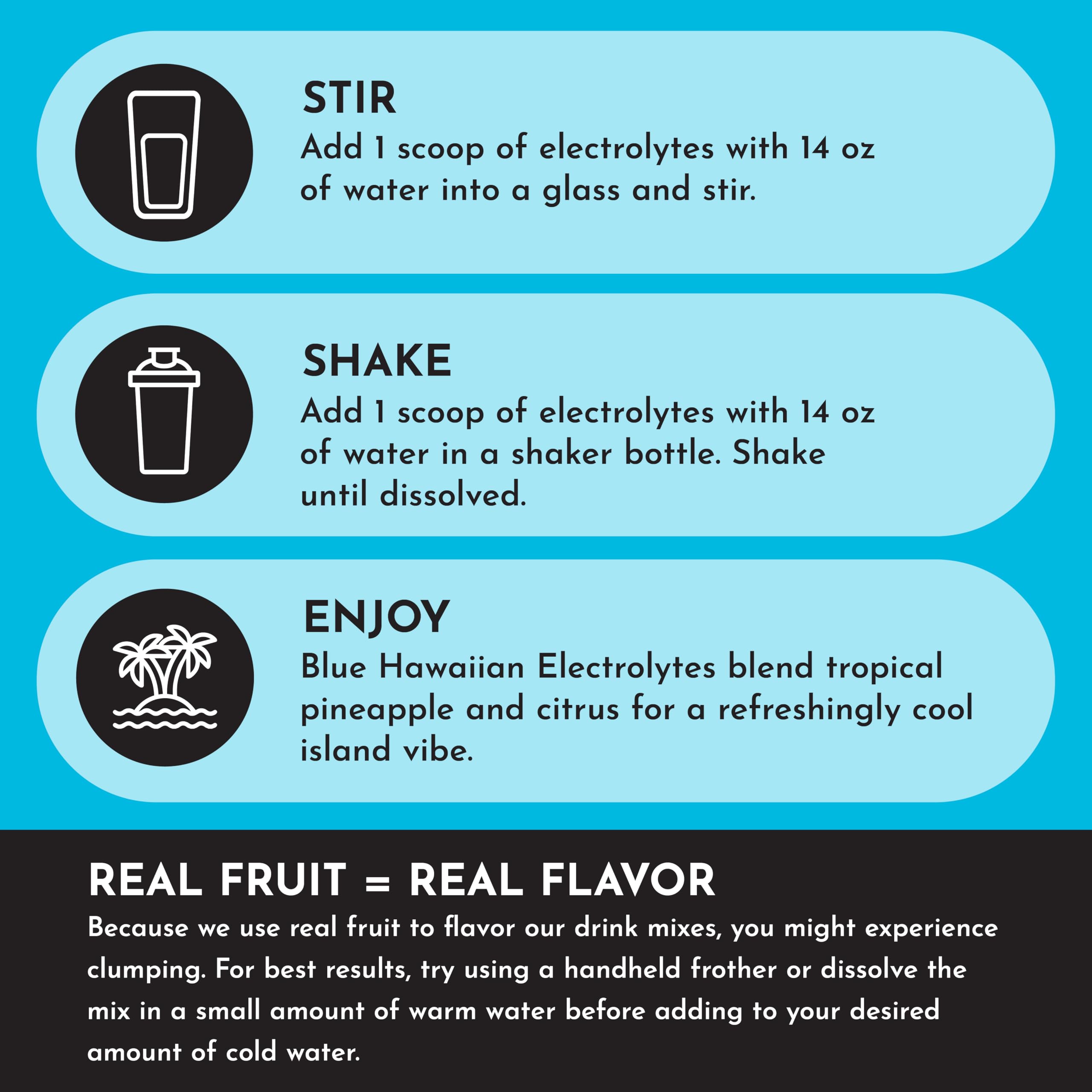 Athlete pours JUST INGREDIENTS Blue Hawaiian electrolytes to support fluid balance.